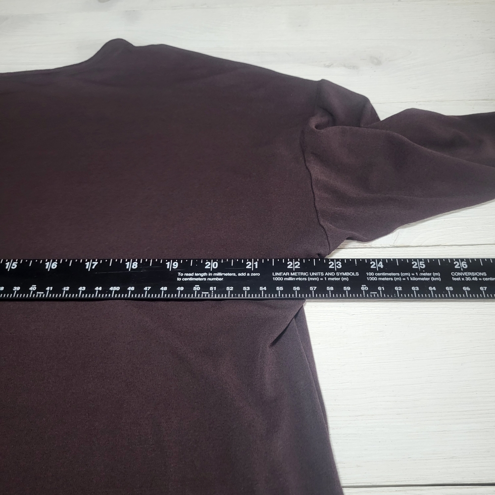 Eileen Fisher Silk Top Chocolate Brown Sheer Hem Flowy Chic Long Sleeve. - Picture 5 of 6
